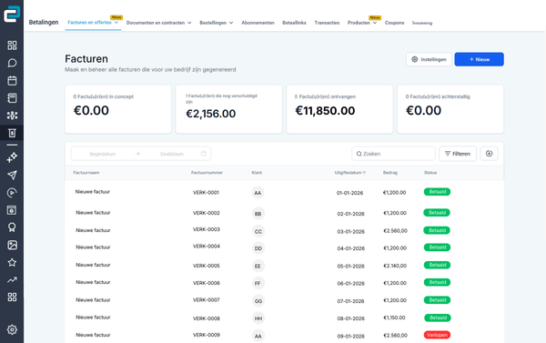 Dashboard - Facturatie software - Nexus CRM