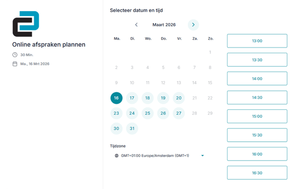 Features - Online afspraken plannen