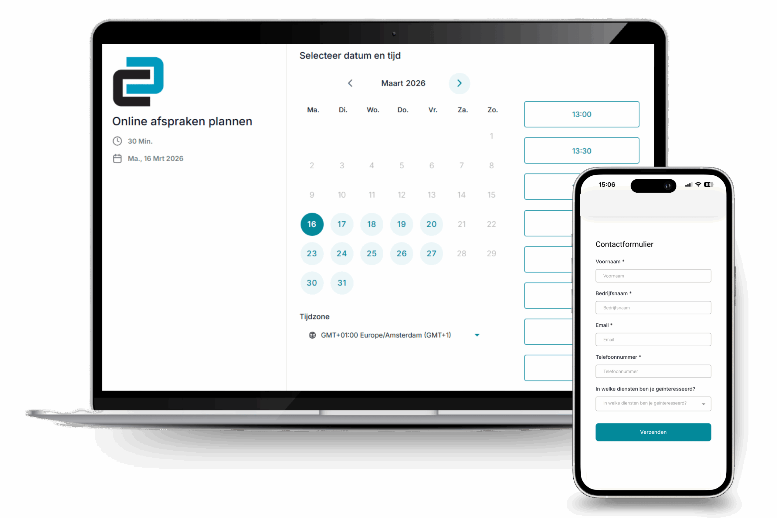 Online agenda - Contactformulier - Nexus CRM